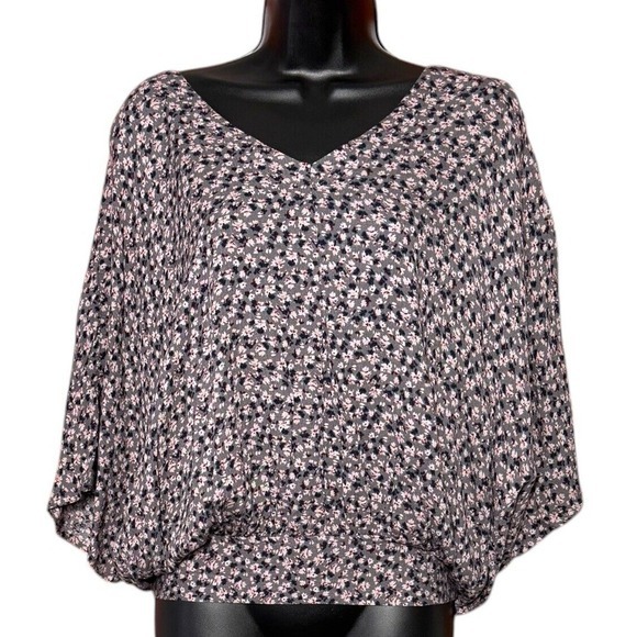 Willow & Root Crop Top Women Multicolor Floral‎ Open Back Tie Short Sleeve Sz M - Picture 1 of 11